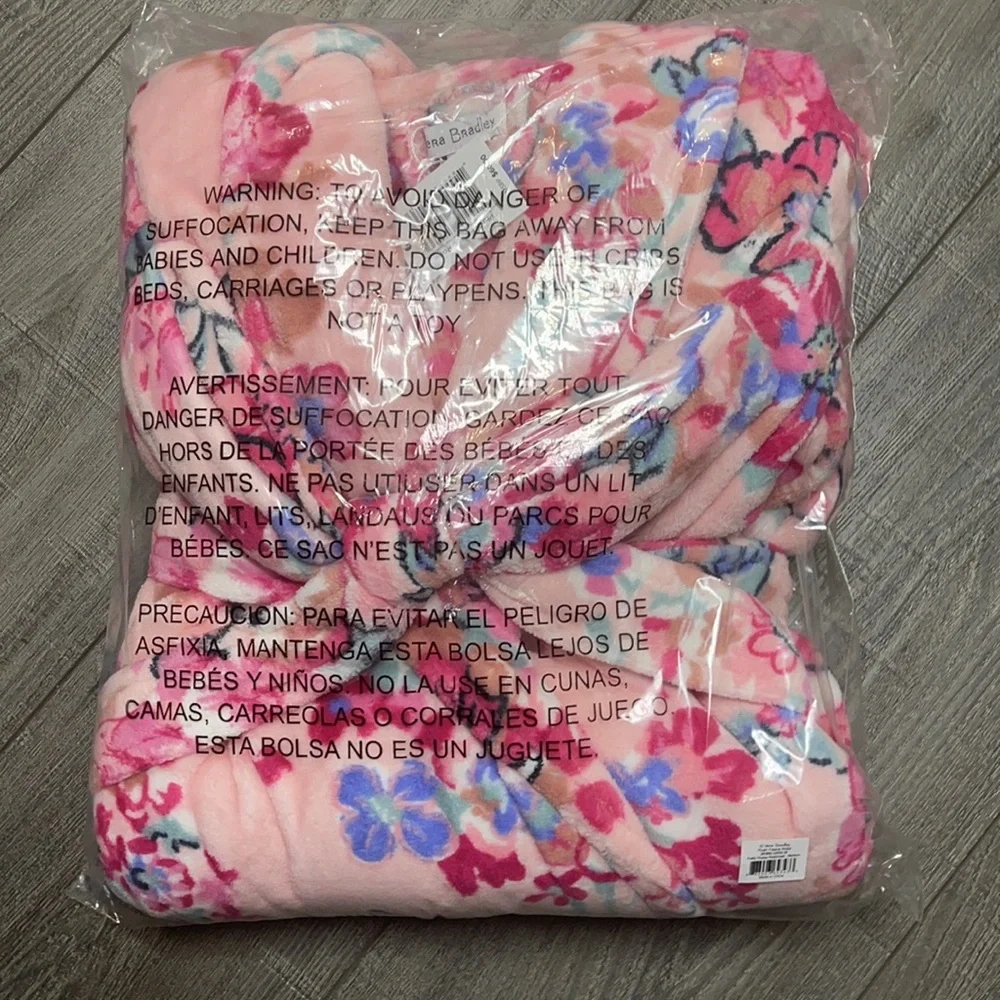 Vera Bradley Plush Fleece Robe Pretty Posies Pink Small/Medium FREE SHIPPING - Picture 4 of 6